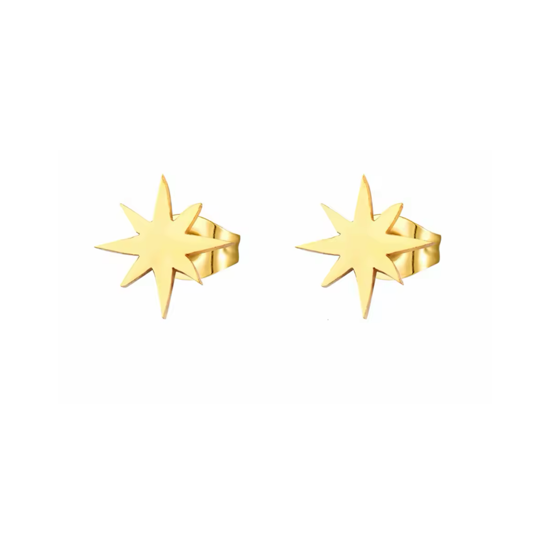Soch & Co | Stainless Steel Earring Studs | Gold North Star