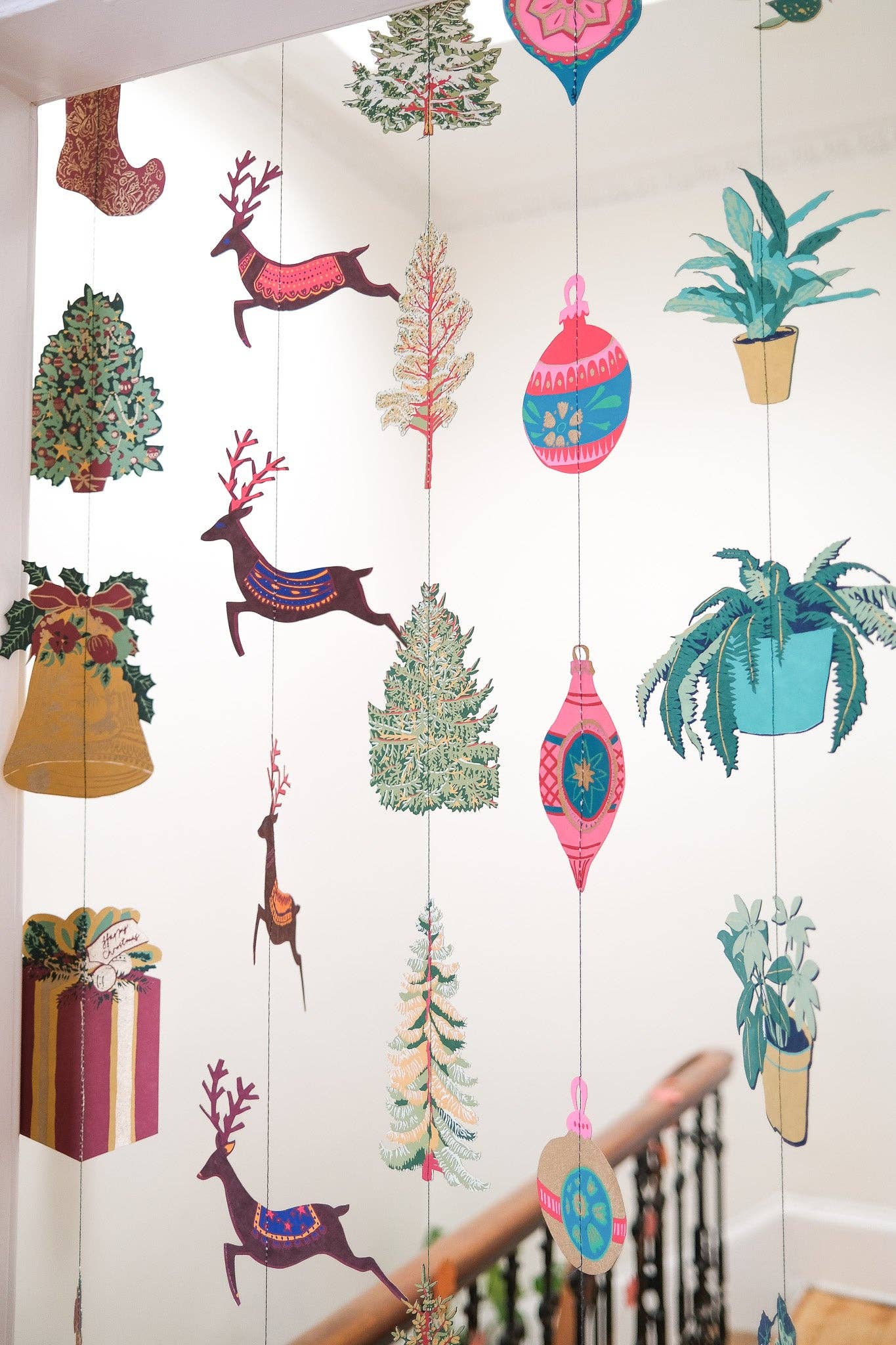 East End Press | Sewn Paper Vertical Wall Hanging | Baubles