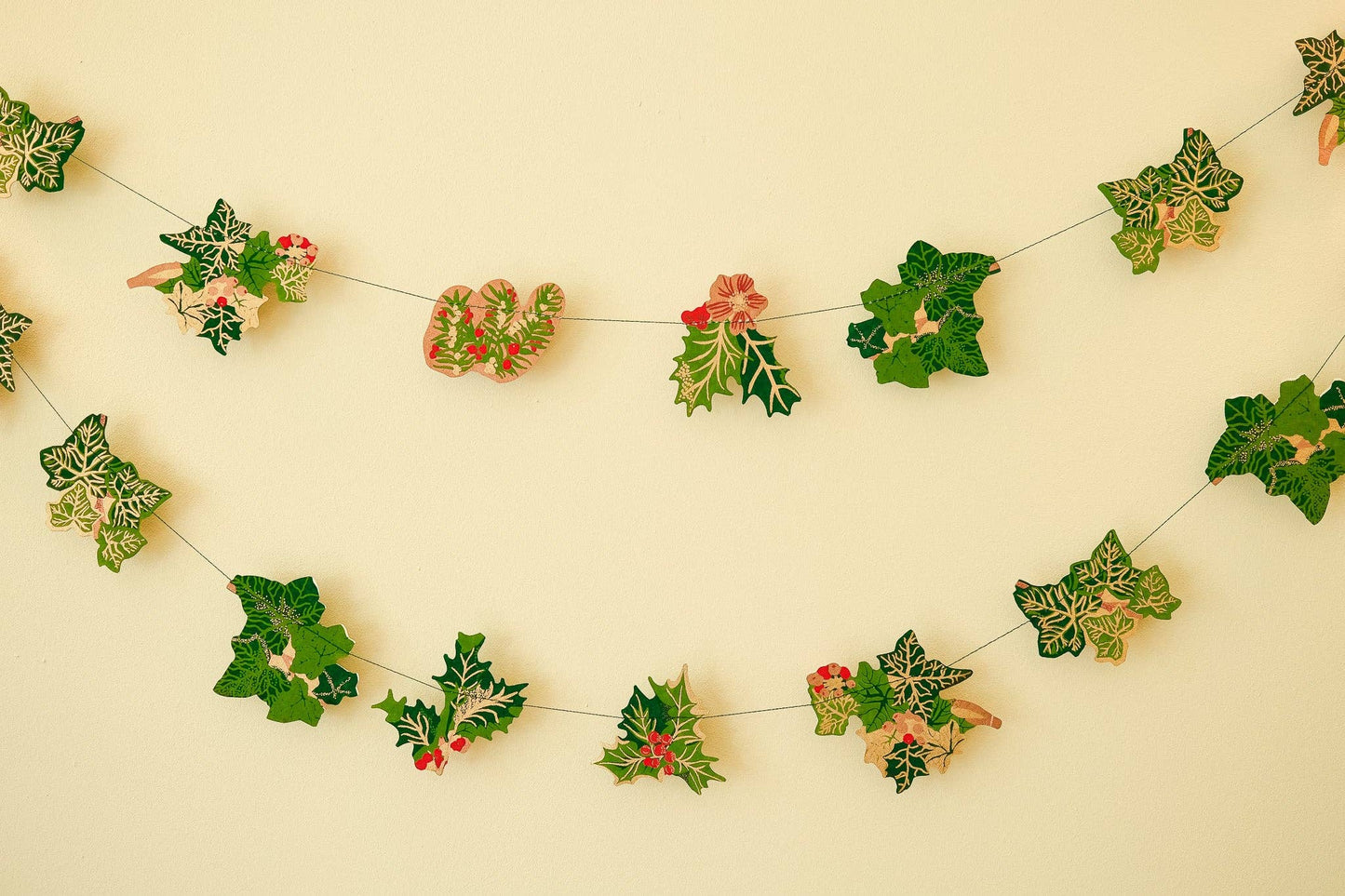 East End Press | Sewn Paper Garland | Holly & Ivy