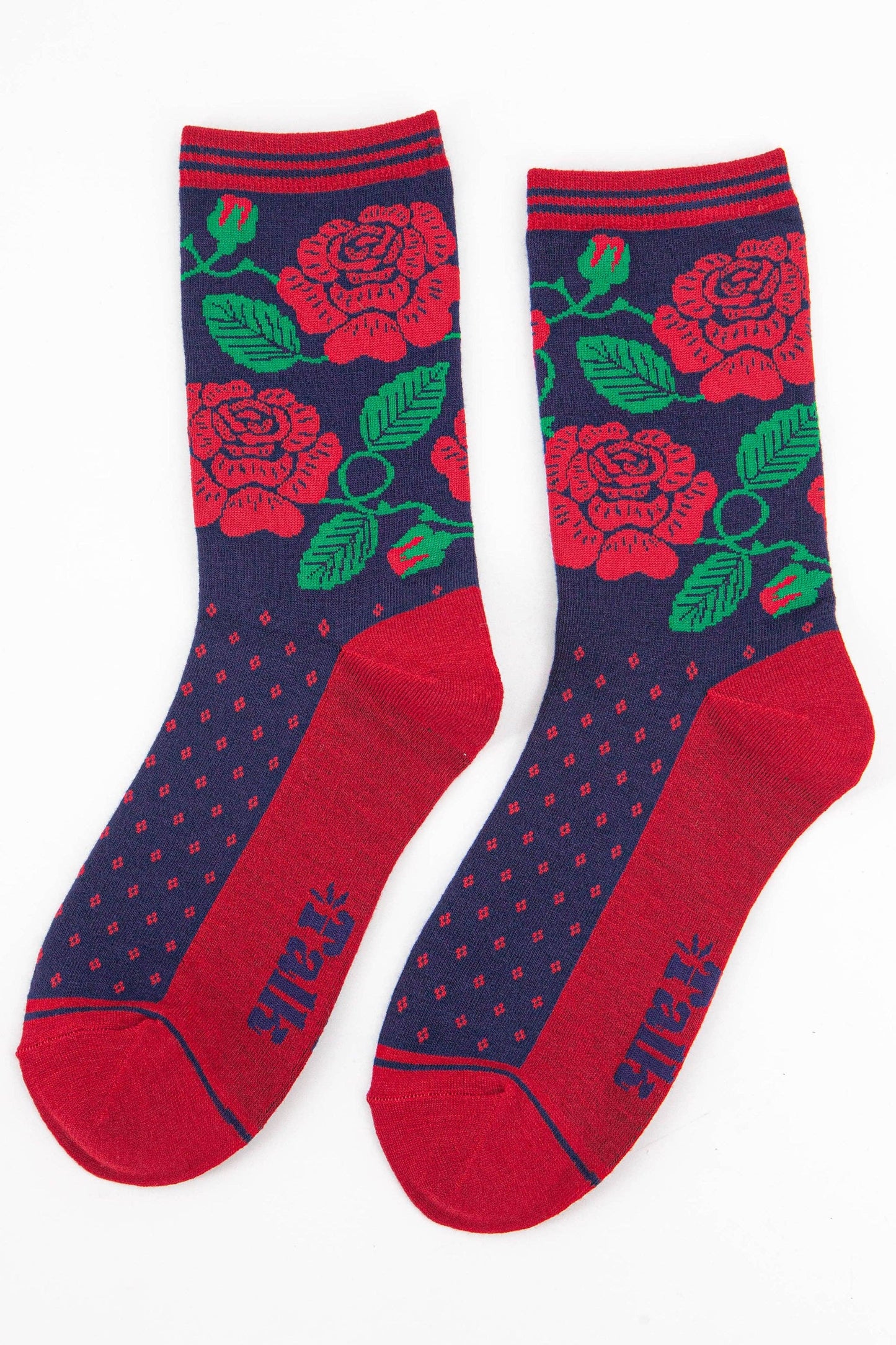 Sock Talk | Women's English Rose Floral Print Bamboo Socks | UK 3-7 | EU 36-40