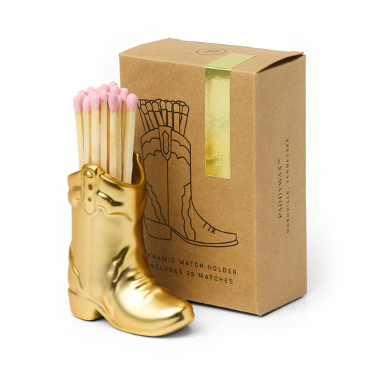 Designworks Collective | Nashville Ceramic Boot Match Holder Gold