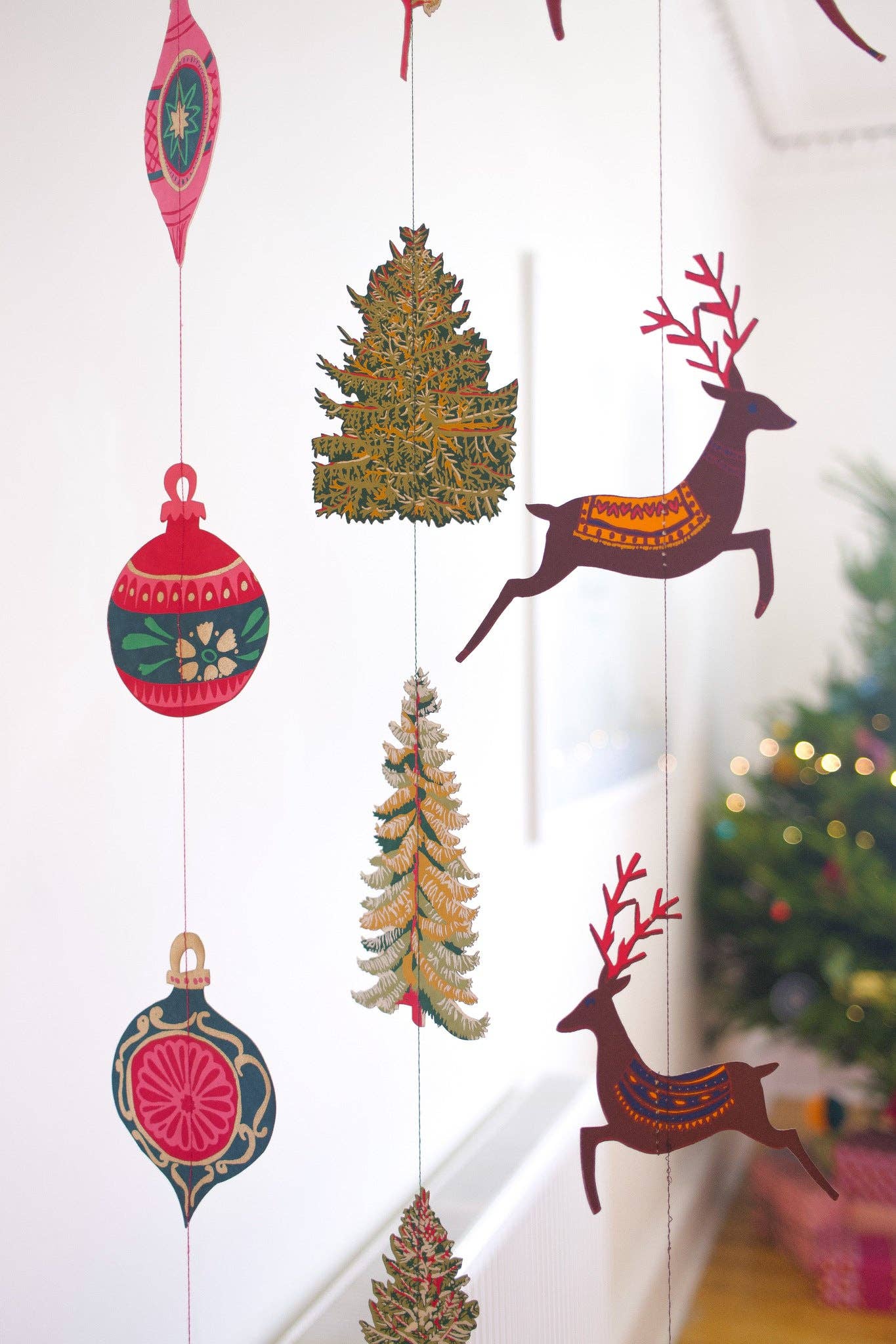 East End Press | Sewn Paper Vertical Wall Hanging | Baubles