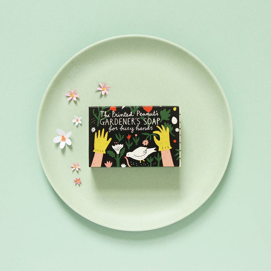 The Printed Peanut | Natural Handmade Soap Bar | Gardener's Mint & Poppyseed