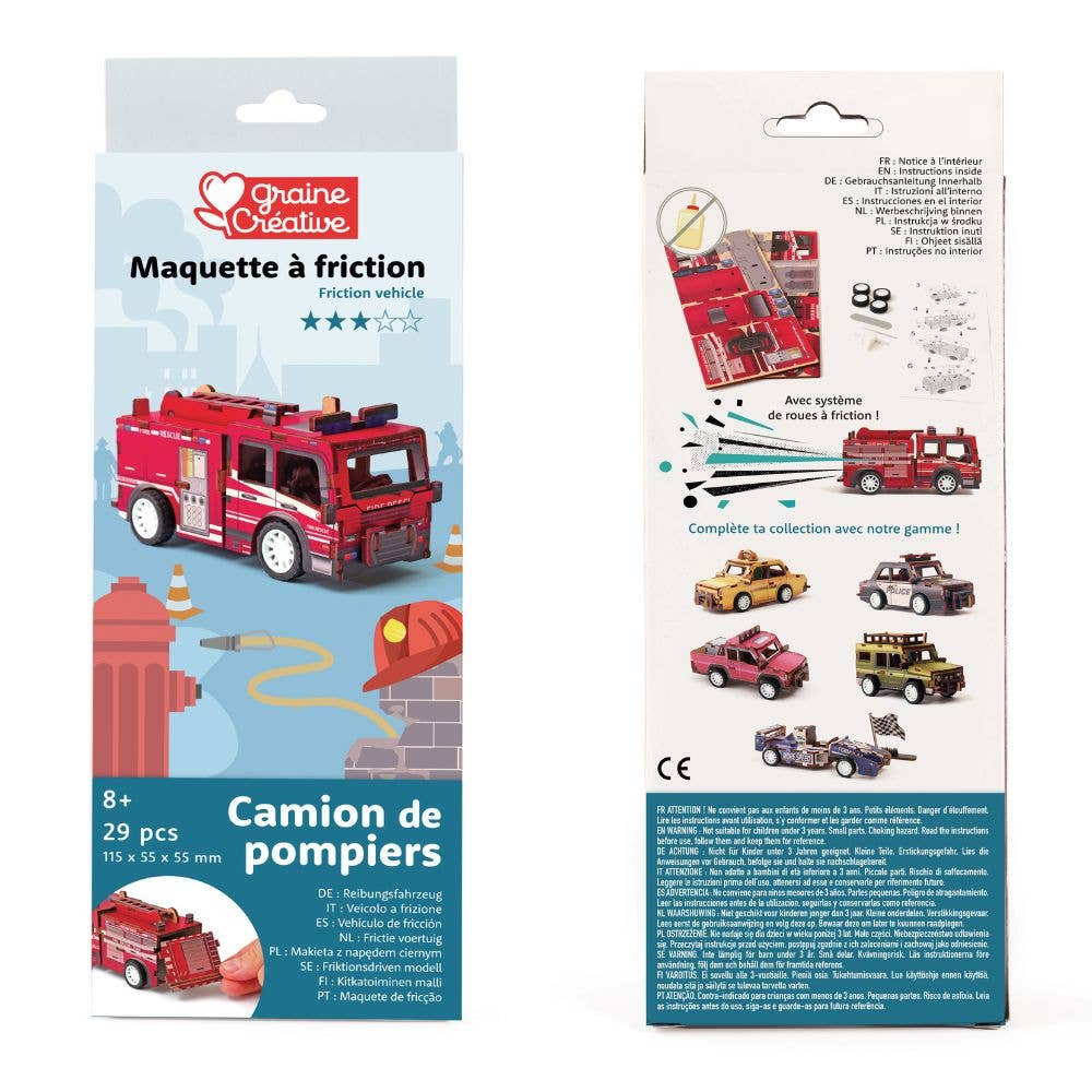 Graine Creative | Wooden 3D Model | Fire Truck