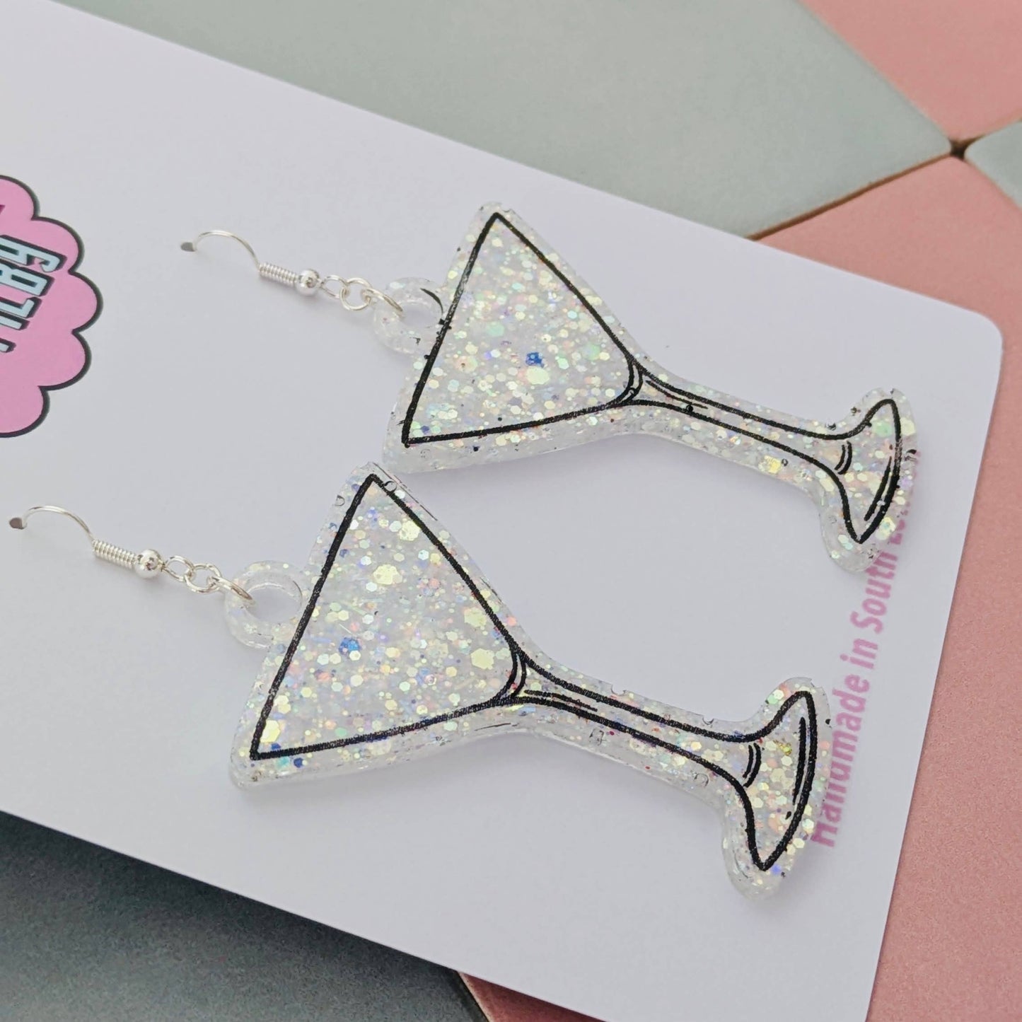 By Heather Filby | Glitzy Glitter Earrings | Martini Glass