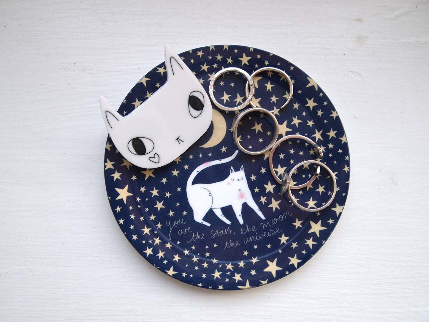I Like Cats | Trinket Dish | Cat moon & stars