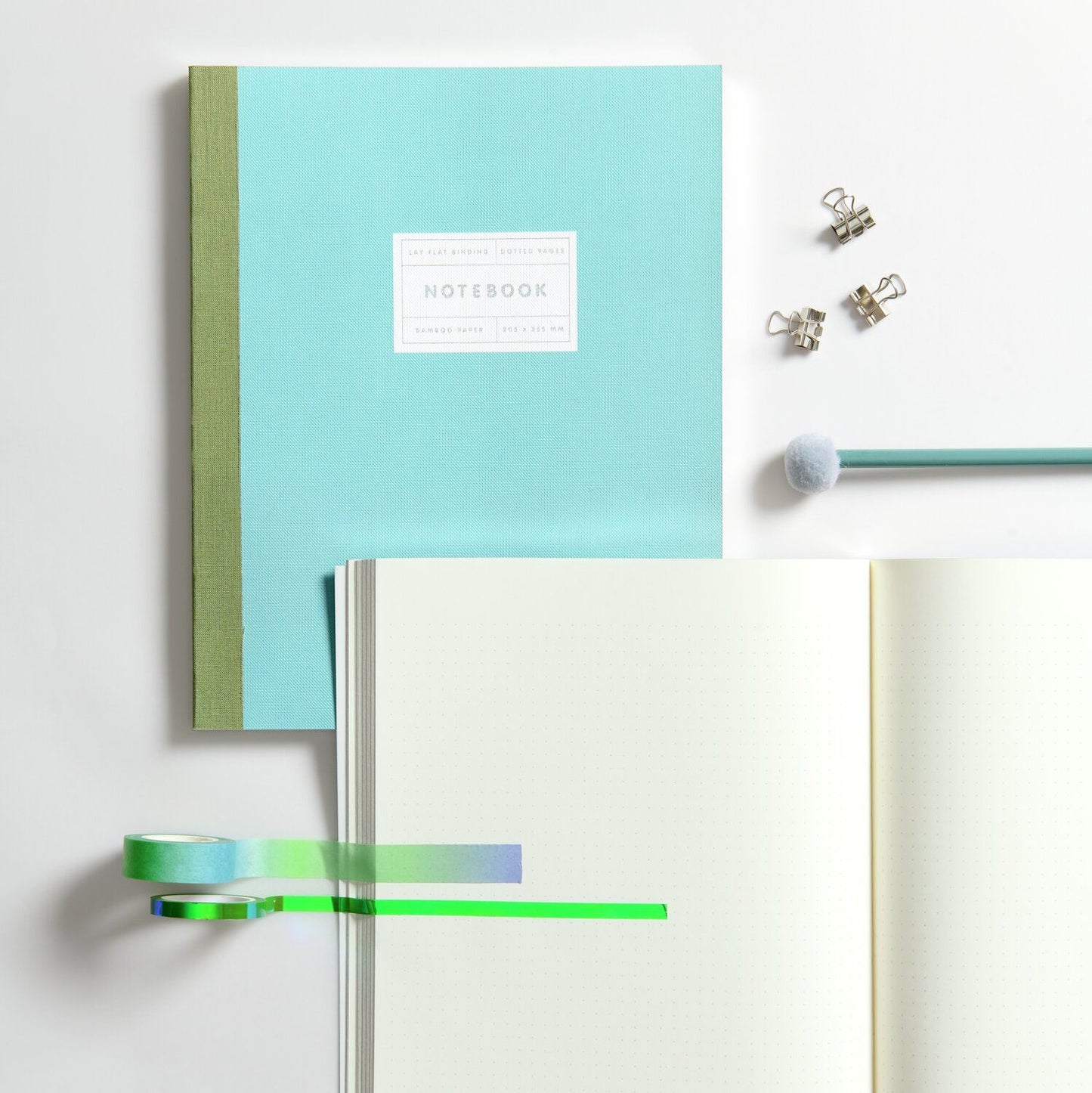 Rico | Paper Poetry 80gsm Dot Notebook | Large | Mint + Silver Edge