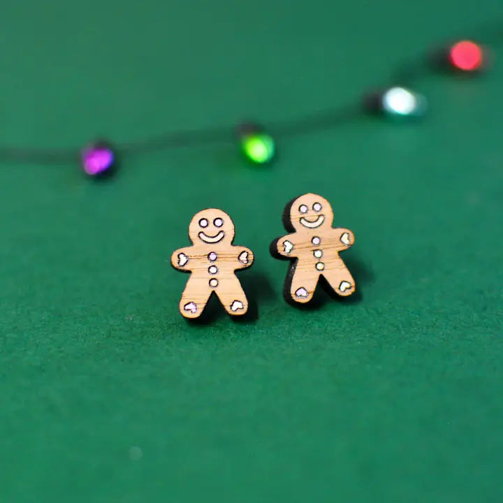Silly Loaf | Gingerbread Man Christmas Stud Earrings