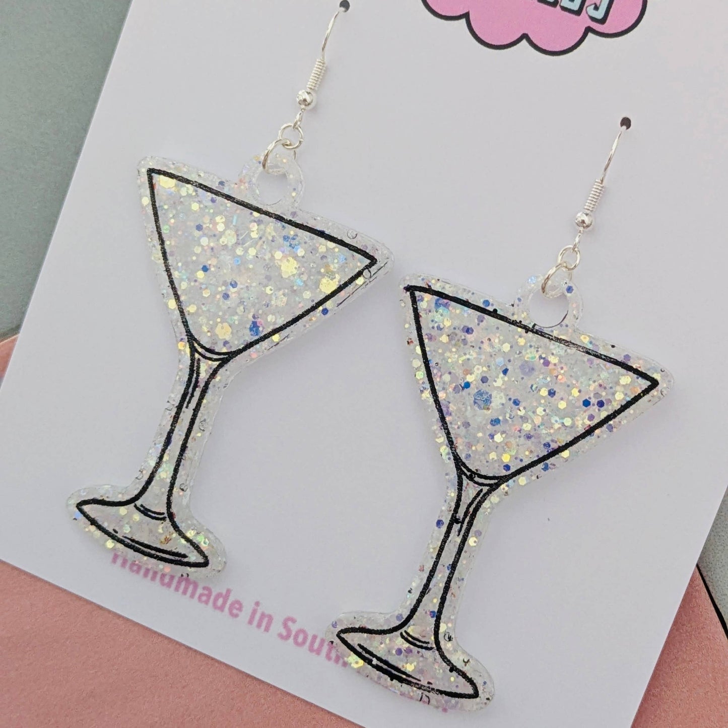 By Heather Filby | Glitzy Glitter Earrings | Martini Glass