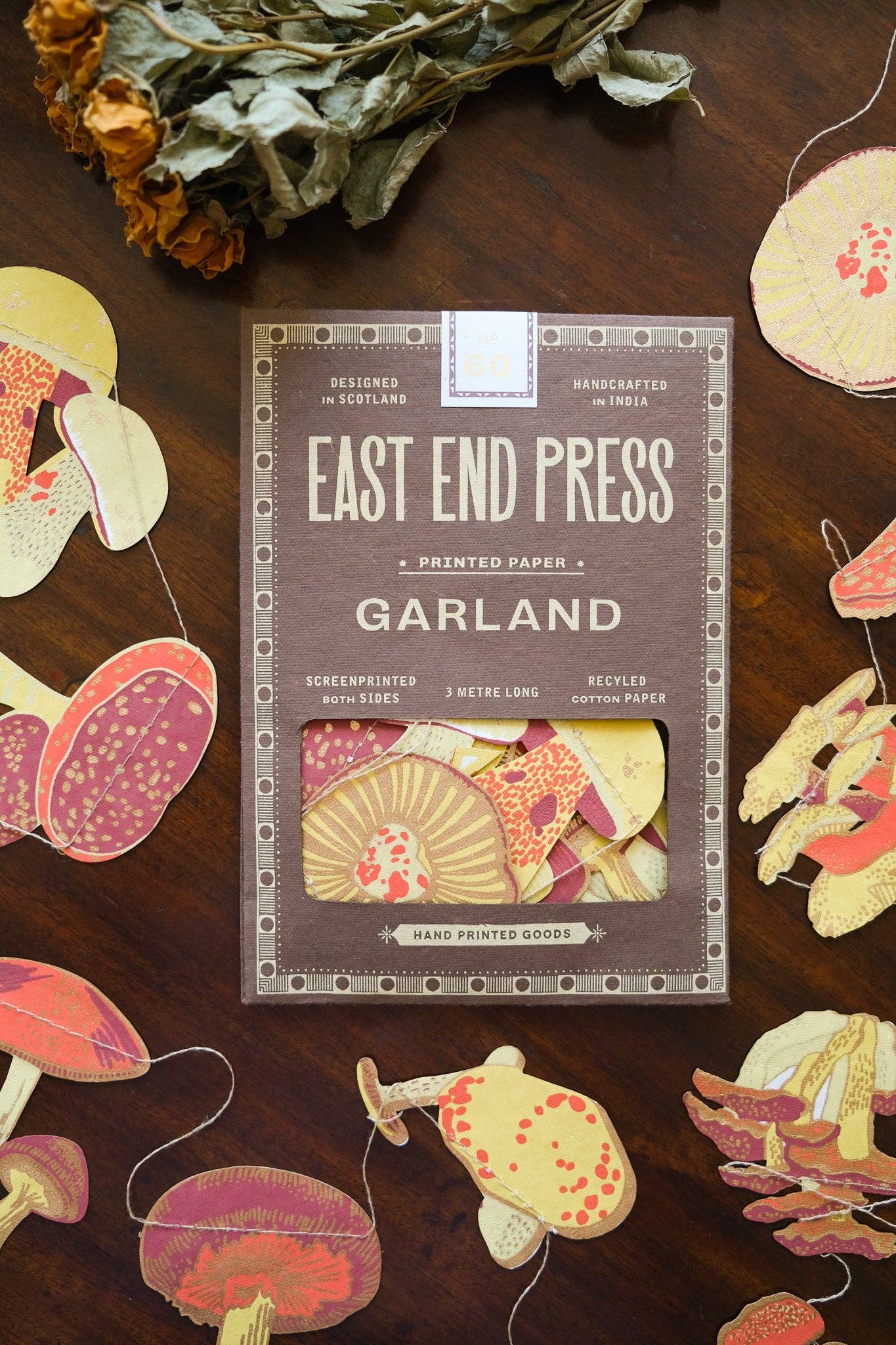 East End Press | Paper Sewn Garland | Mushroom