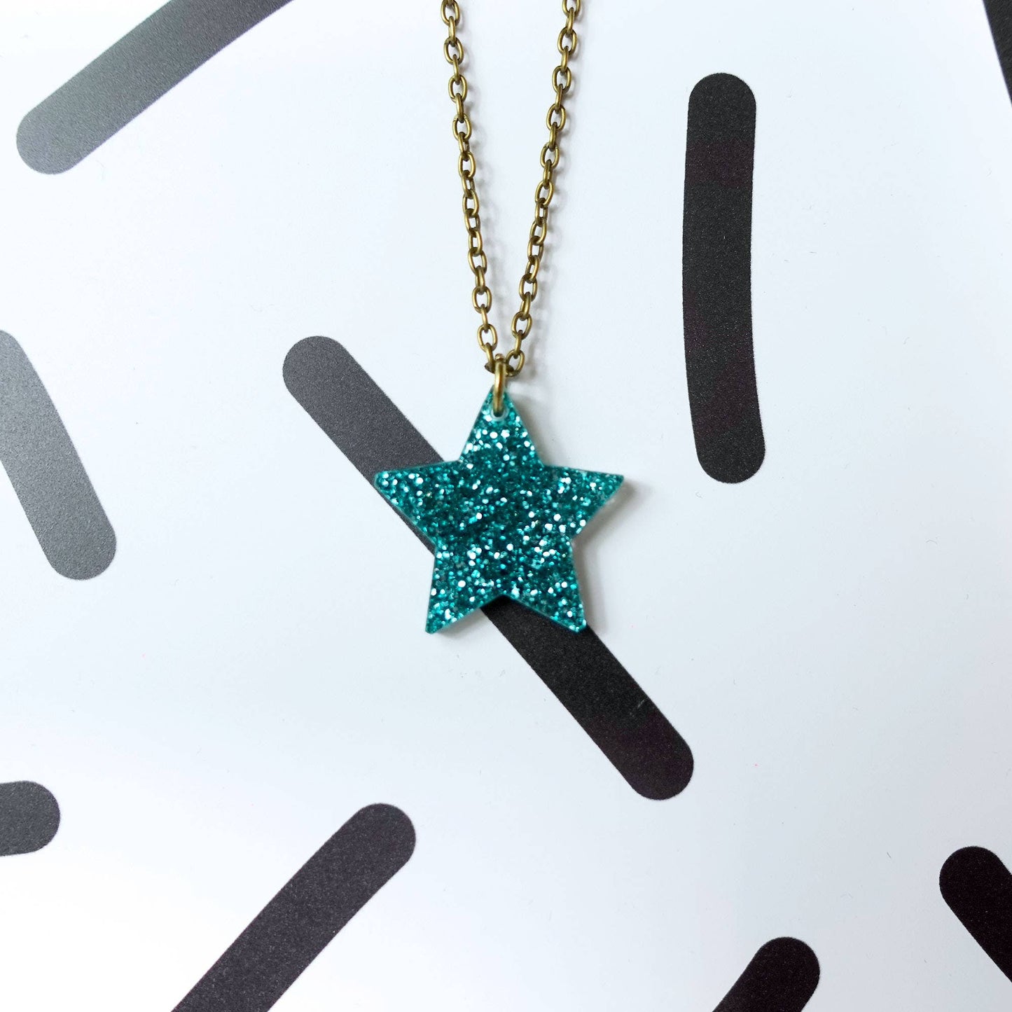 Silly Loaf | Mini Necklace | Glitter Star Teal