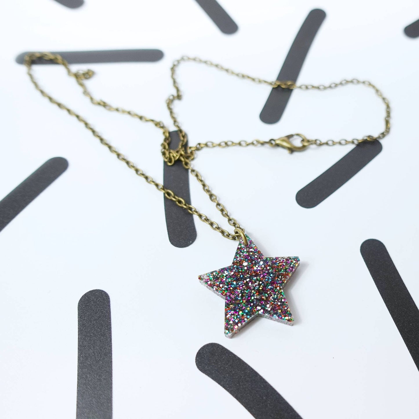 Silly Loaf | Mini Necklace | Glitter Star Rainbow