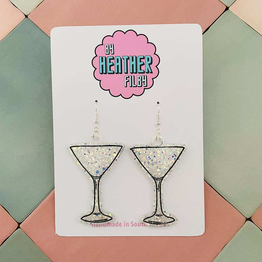By Heather Filby | Glitzy Glitter Earrings | Martini Glass
