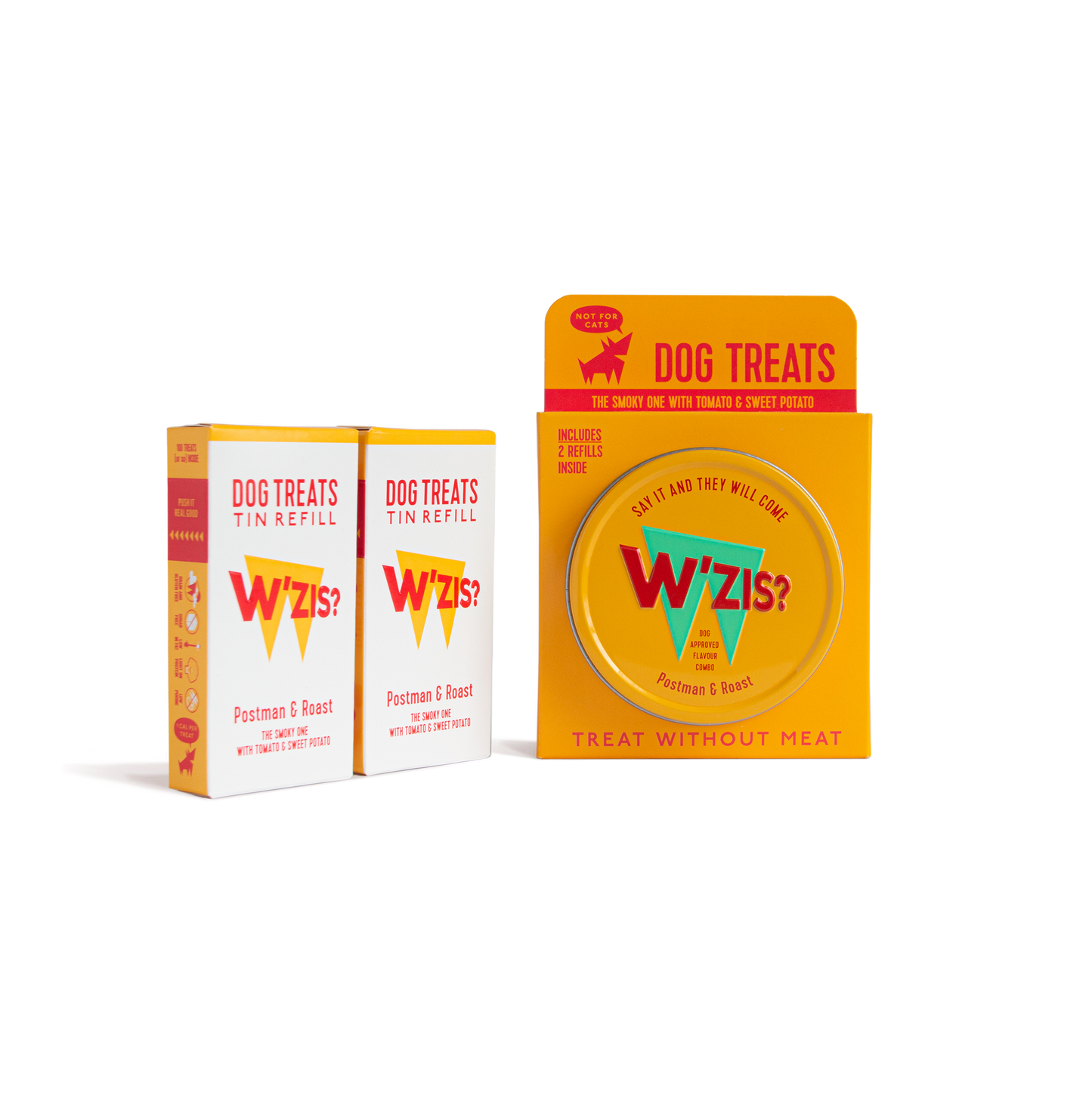 Wzis Dog Treats Tin & Refil Gift set - Postman & Roast