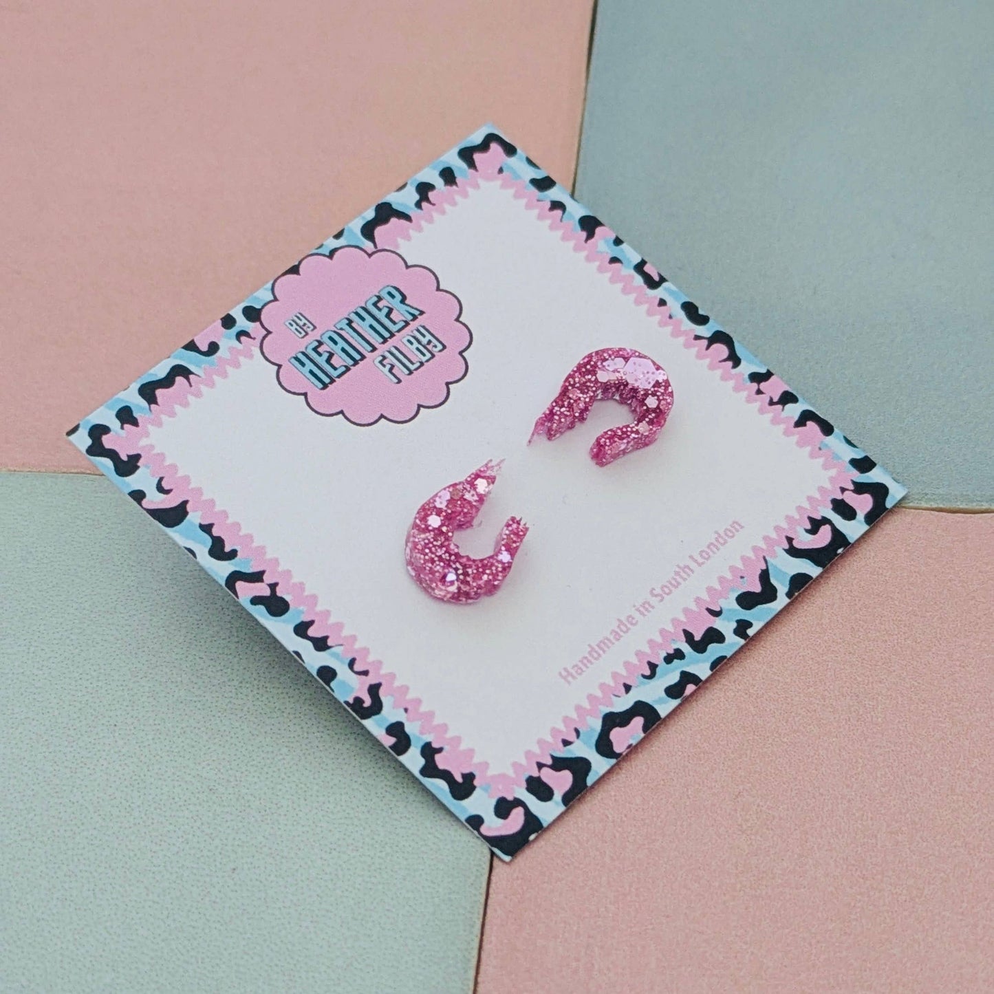 By Heather Filby | Glitter Stud Earrings | Shrimp