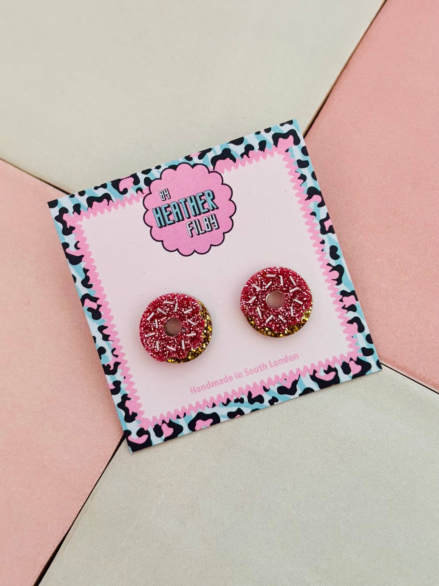 By Heather Filby | Glitter Stud Earrings | Doughnuts