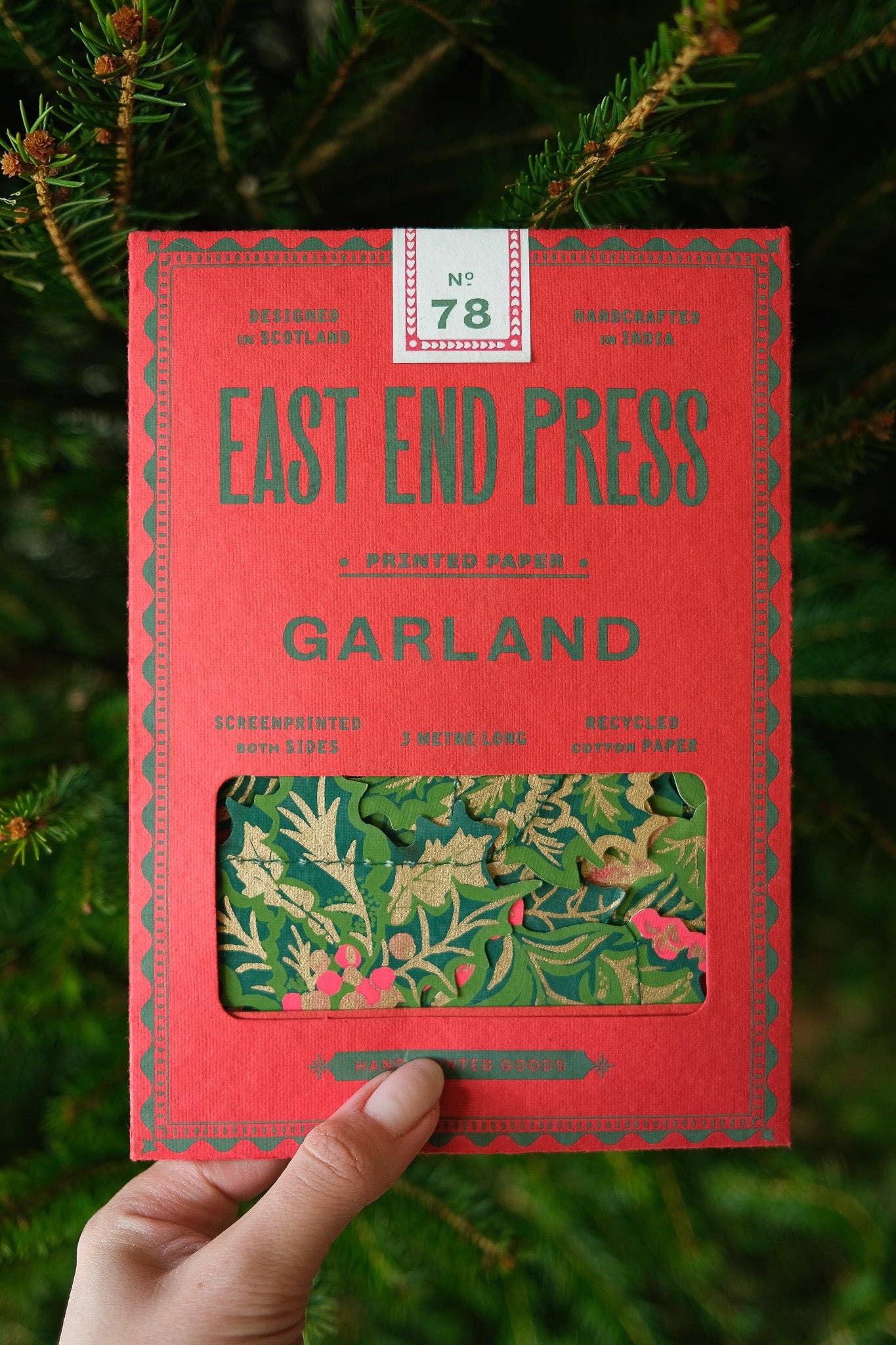 East End Press | Sewn Paper Garland | Holly & Ivy