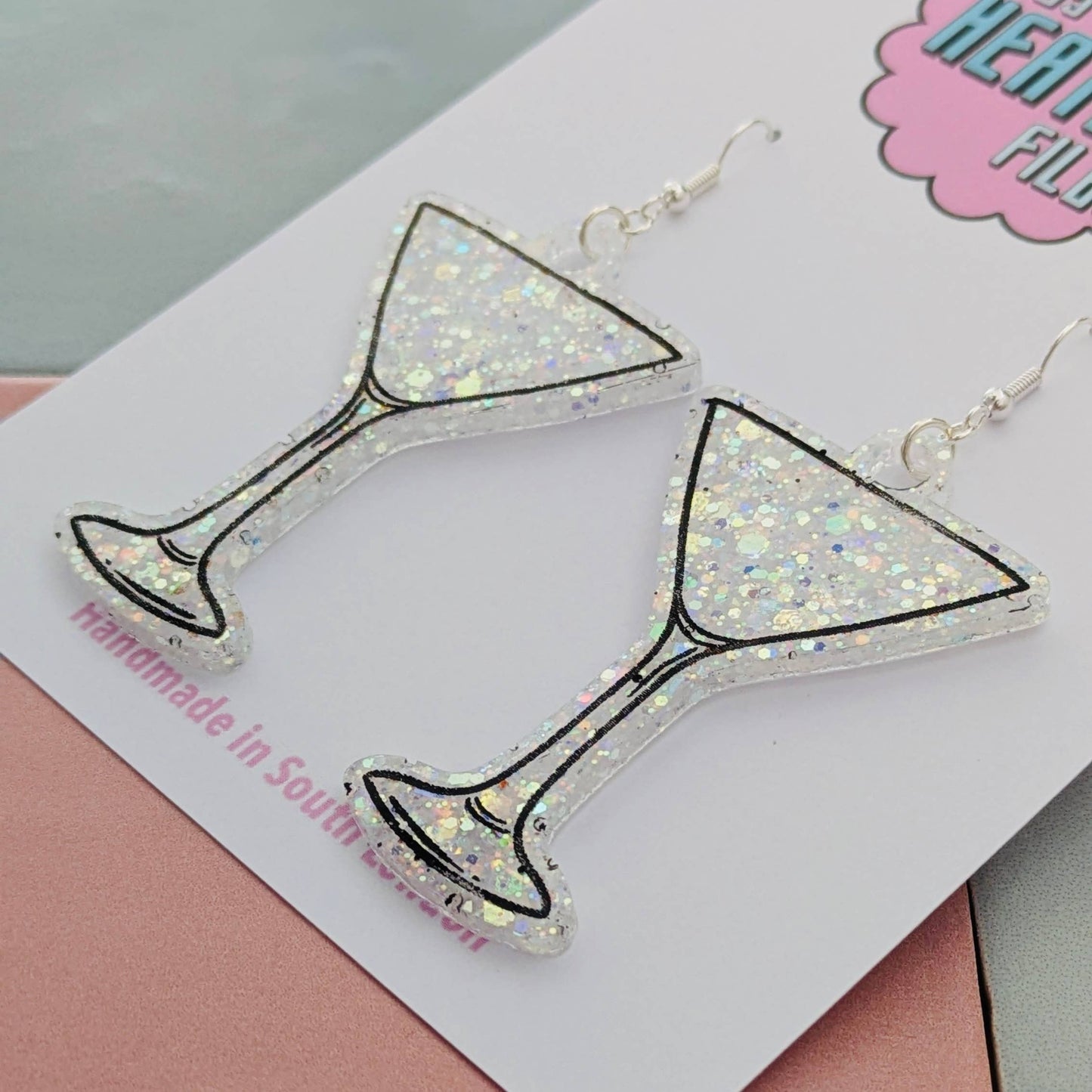 By Heather Filby | Glitzy Glitter Earrings | Martini Glass