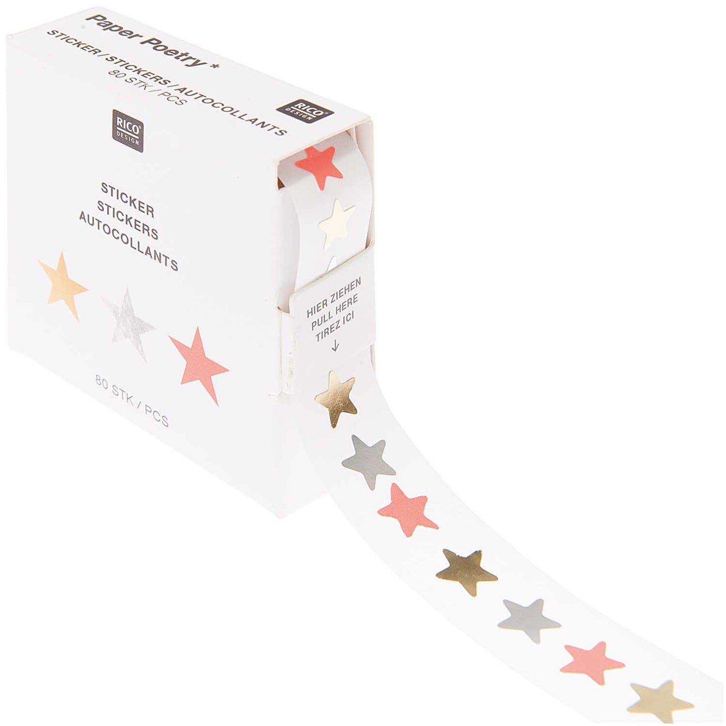 Rico | Paper Poetry | Mini Sticker Roll | Neon, Gold & Silver Hearts