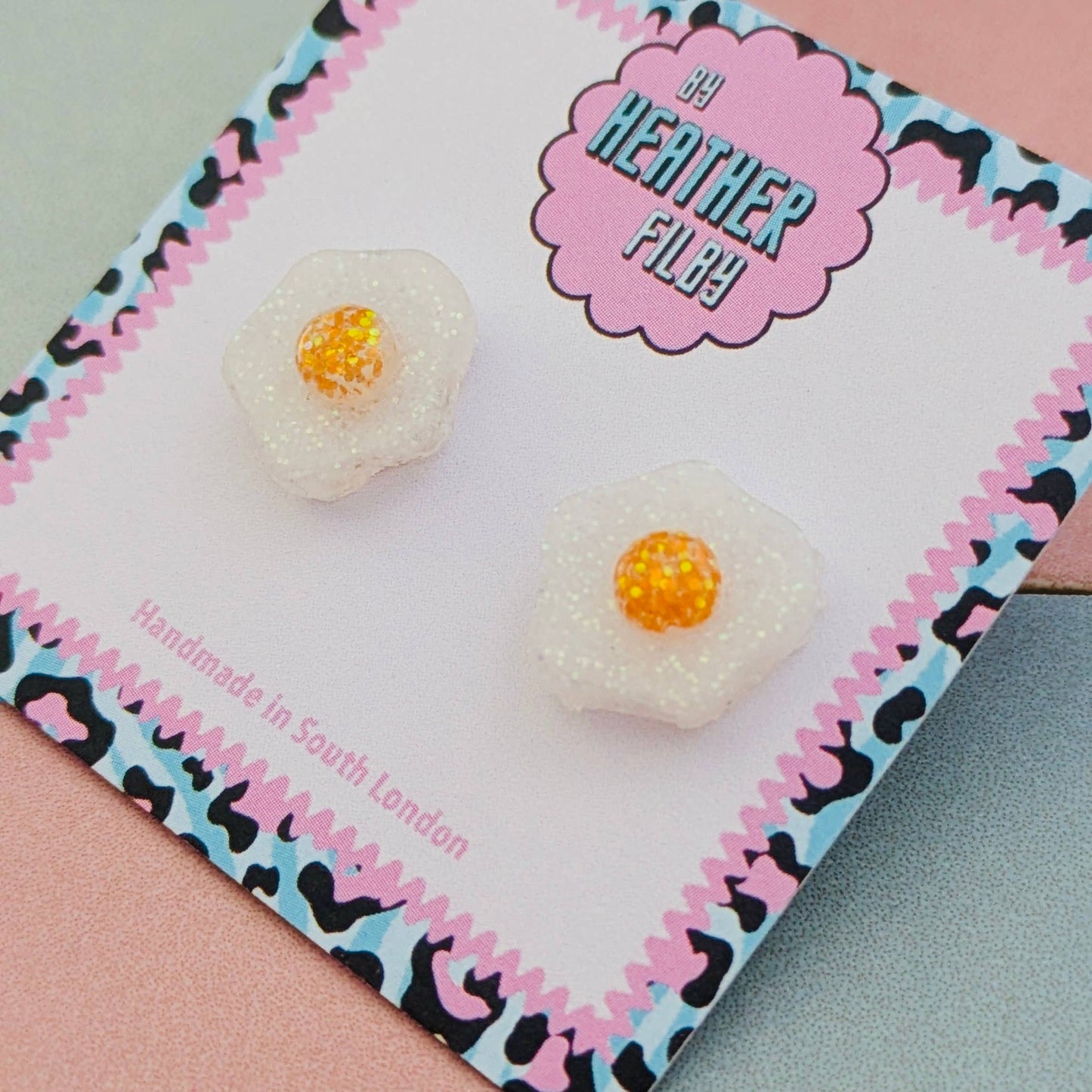 By Heather Filby | Glitter Stud Earrings | Fried Egg