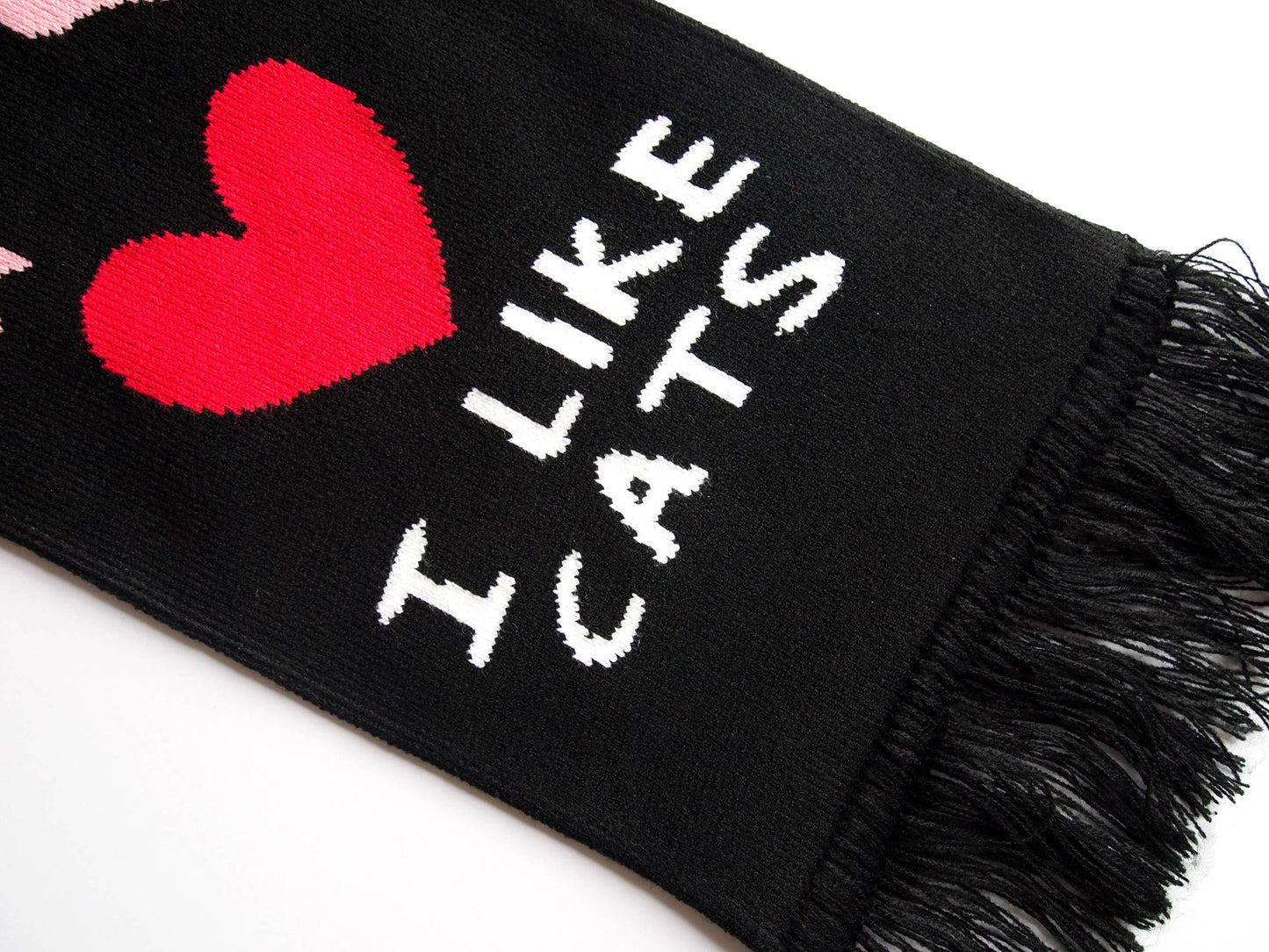I Like Cats | I like cats knitted scarf, black scarf with cats