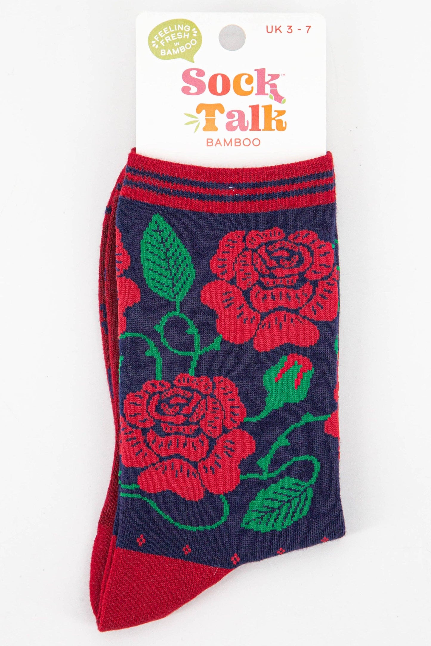 Sock Talk | Women's English Rose Floral Print Bamboo Socks | UK 3-7 | EU 36-40