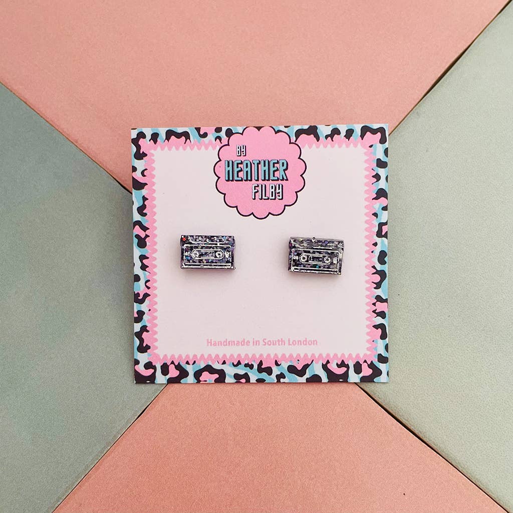 By Heather Filby | Glitter Stud Earrings | Cassette