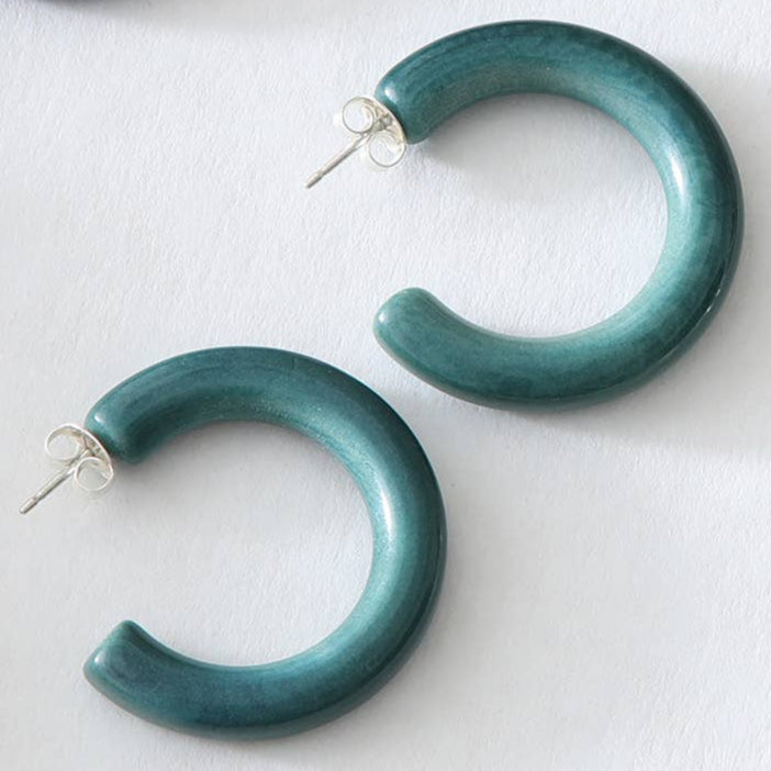 Just Trade | Magda Large Hoop Studs Teal