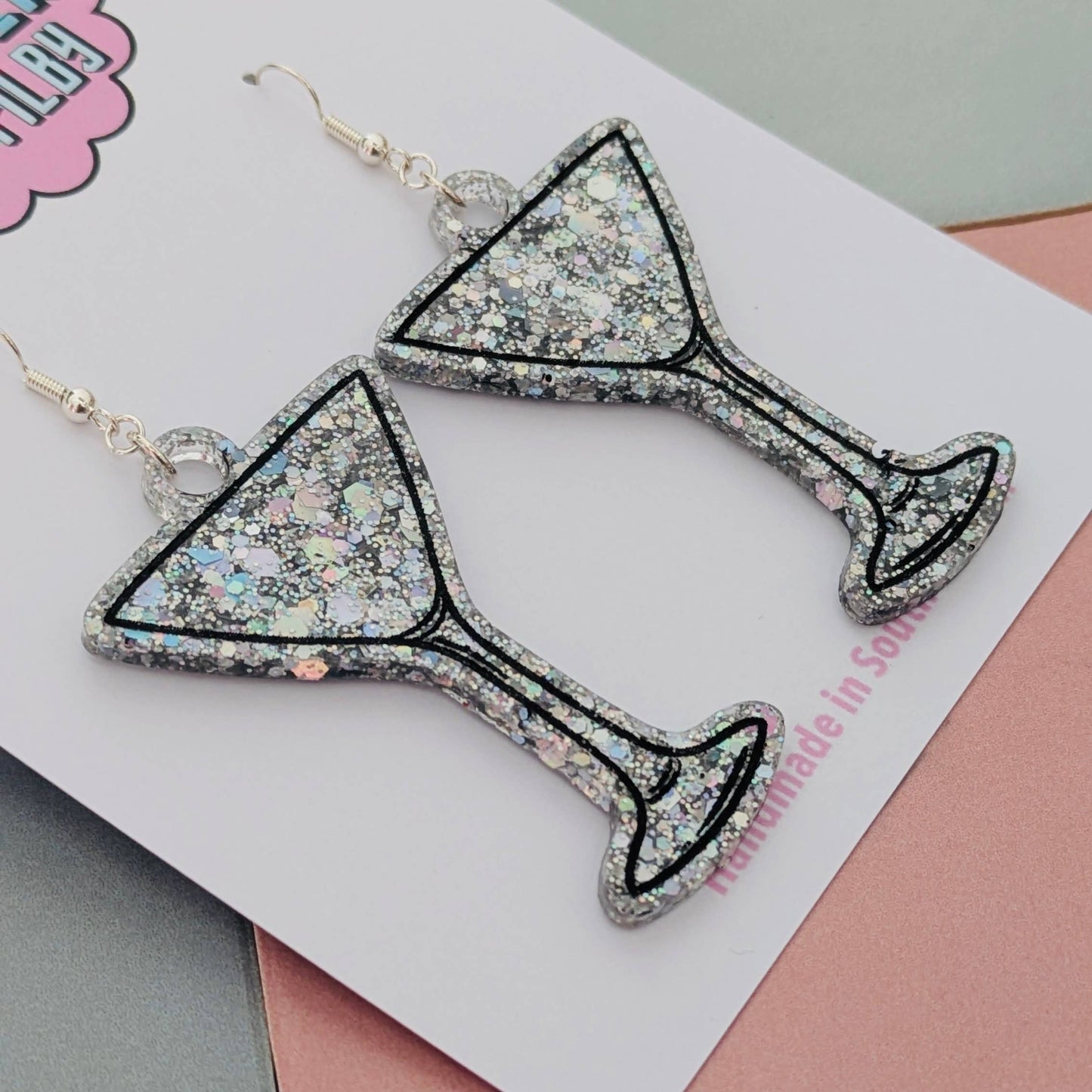 By Heather Filby | Glitzy Glitter Earrings | Martini Glass