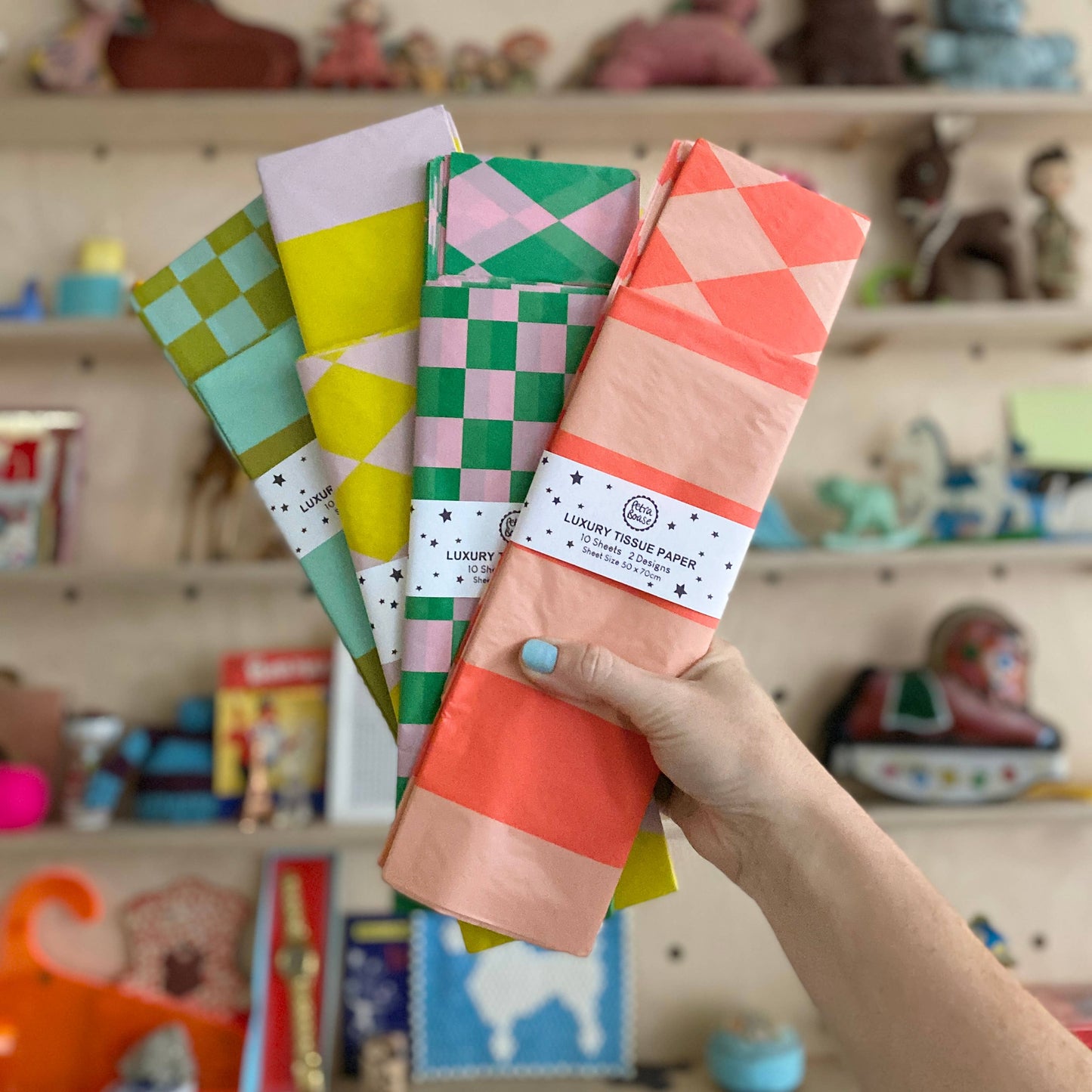 Petra Boase | Luxury Patterned Tissue Paper Gift Wrap | Green/Pink