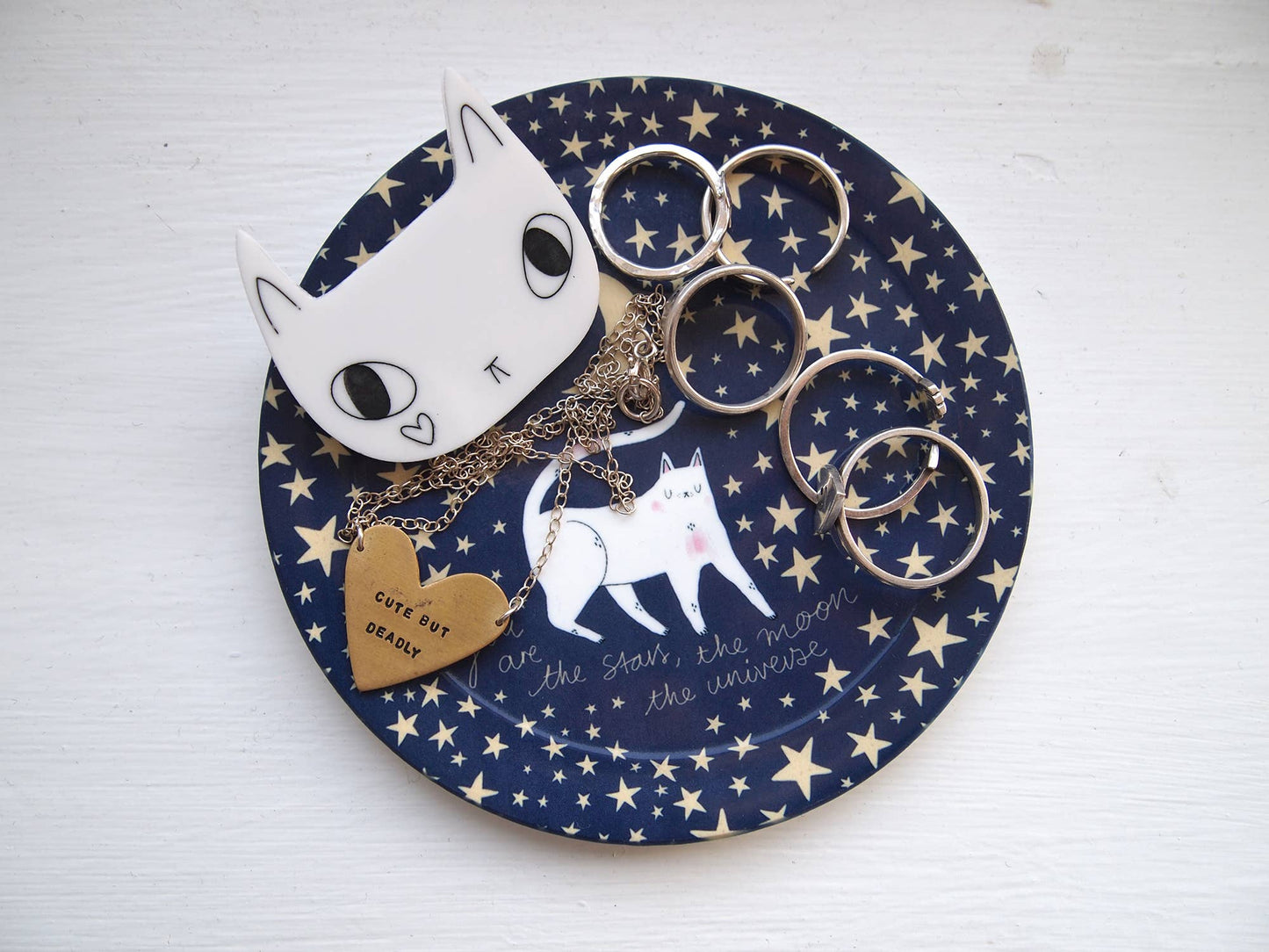 I Like Cats | Trinket Dish | Cat moon & stars