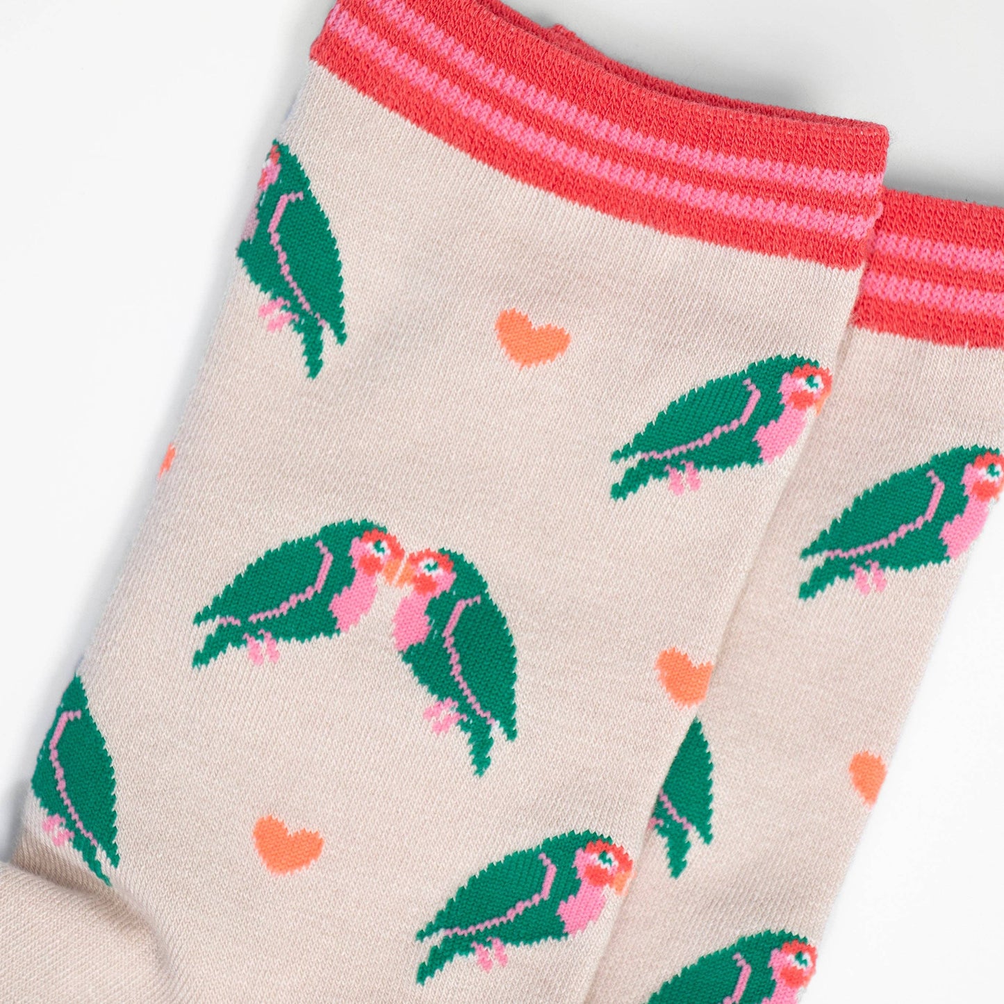 Sock Talk | Women's Socks - Cream, Lovebirds and Hearts | UK 3-7 | EU 36-40
