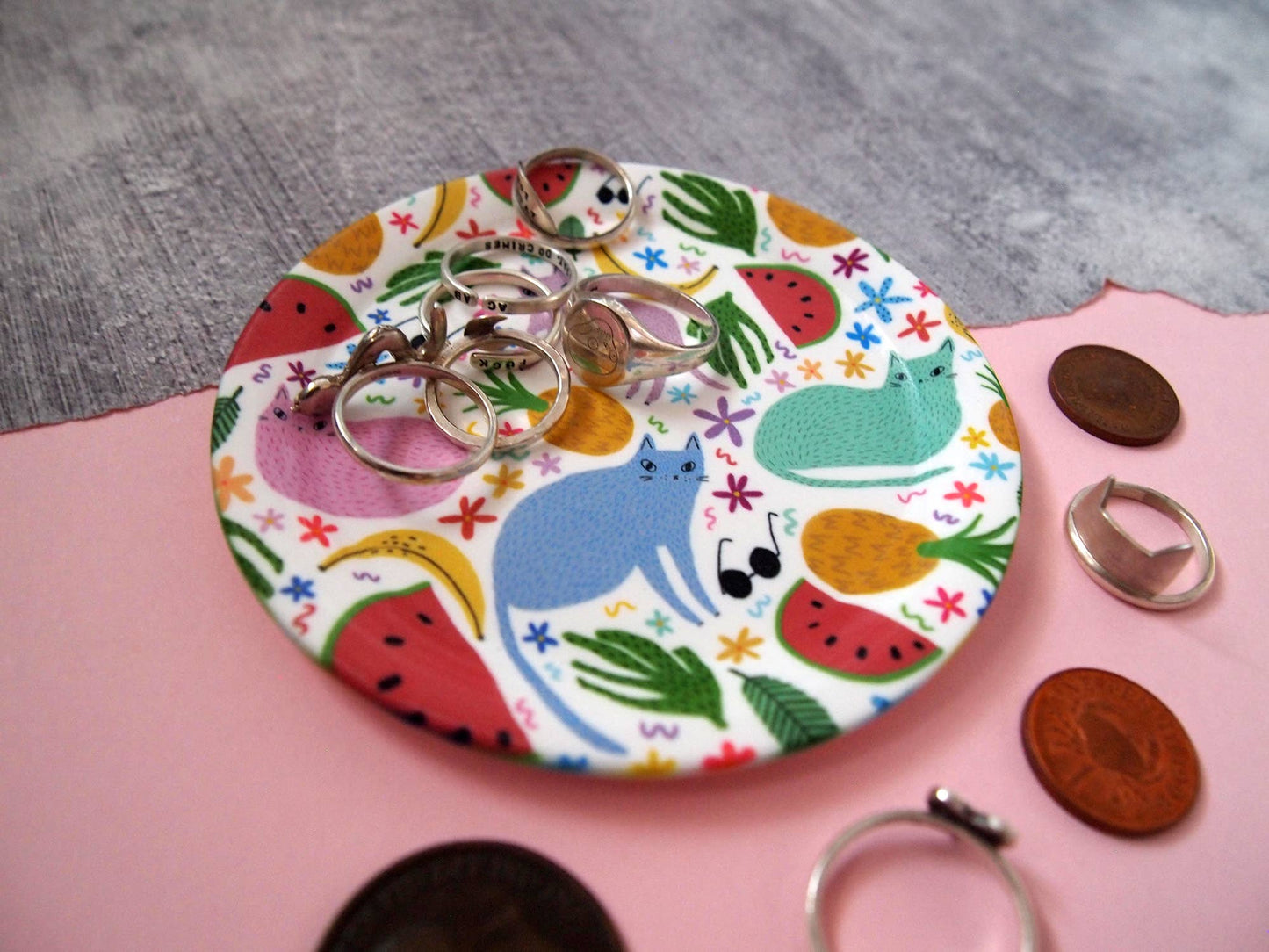 I LIKE CATS | Trinket Dish | Cats & fruits