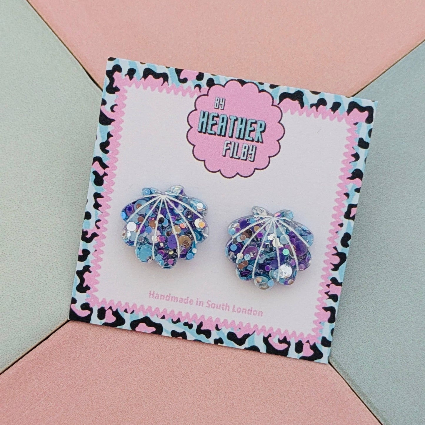 By Heather Filby | Glitter Stud Earrings | Shell (Coral)