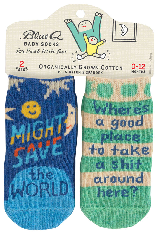 Blue Q | Baby Socks | Save World/Take Shit