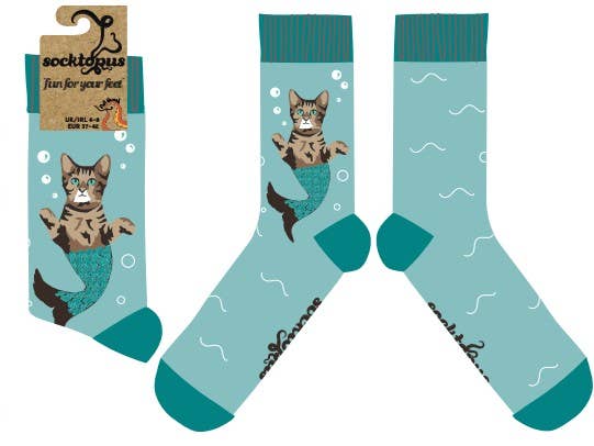 Socktopus | Cat Mermaid Socks - Purr-Maid | S UK 4-8