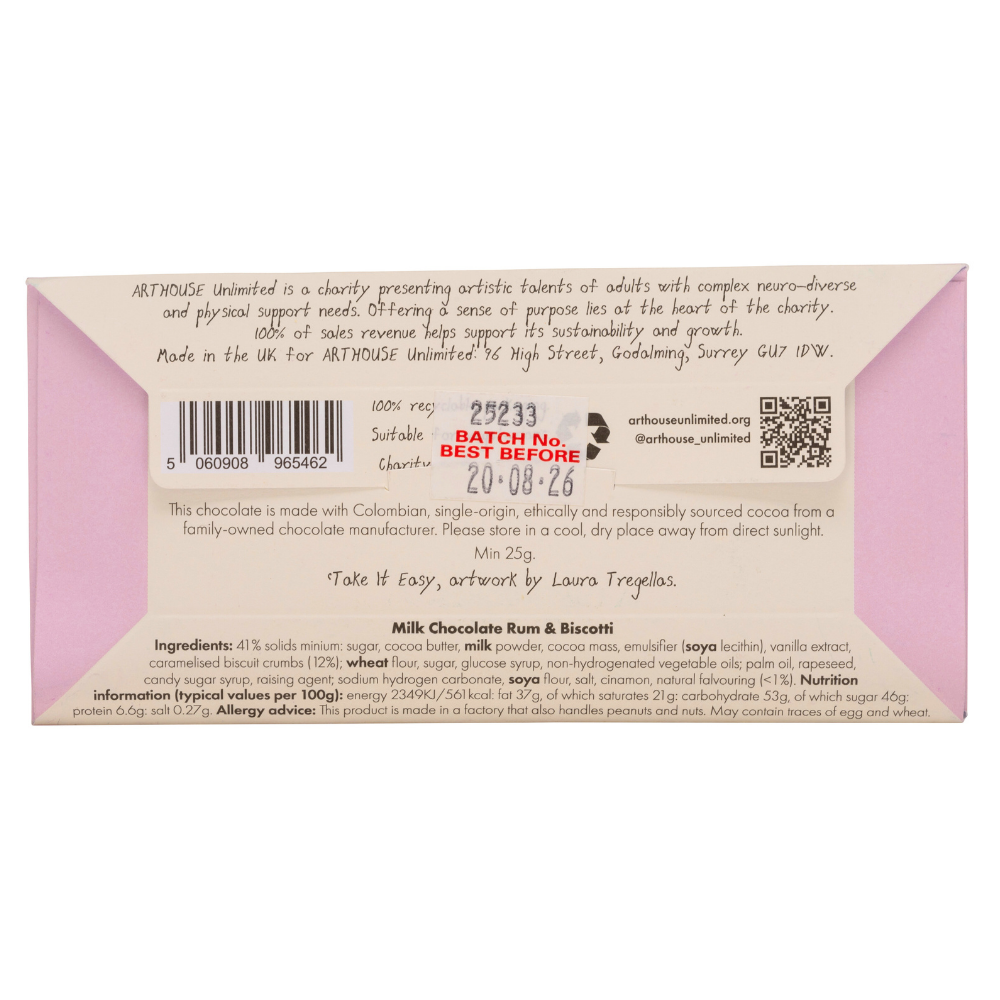 ARTHOUSE Unlimited | Joy Sized: Take It Easy, Milk Chocolate Rum & Biscotti