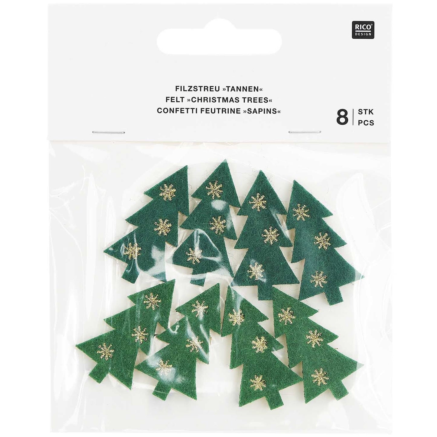 Rico | Felt Fir Tress Green-Gold Embroidered