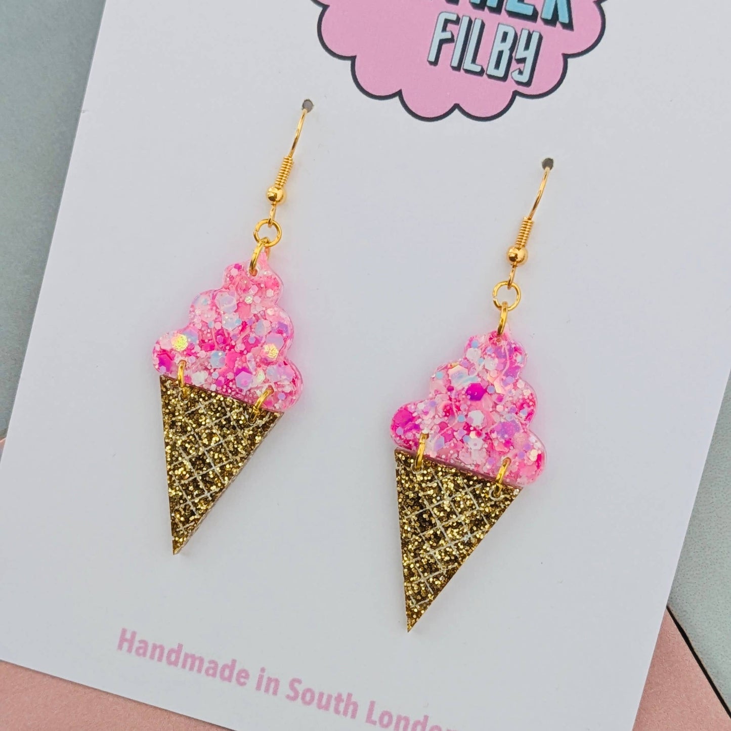 By Heather Filby | Glitzy Glitter Earrings | Ice Cream