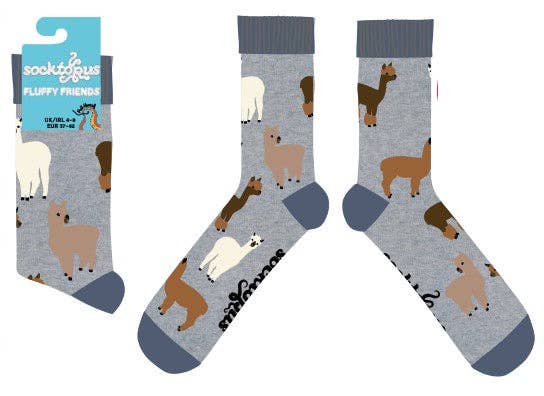 Socktopus | Fluffy Alpaca Socks | Grey | S UK 4-8