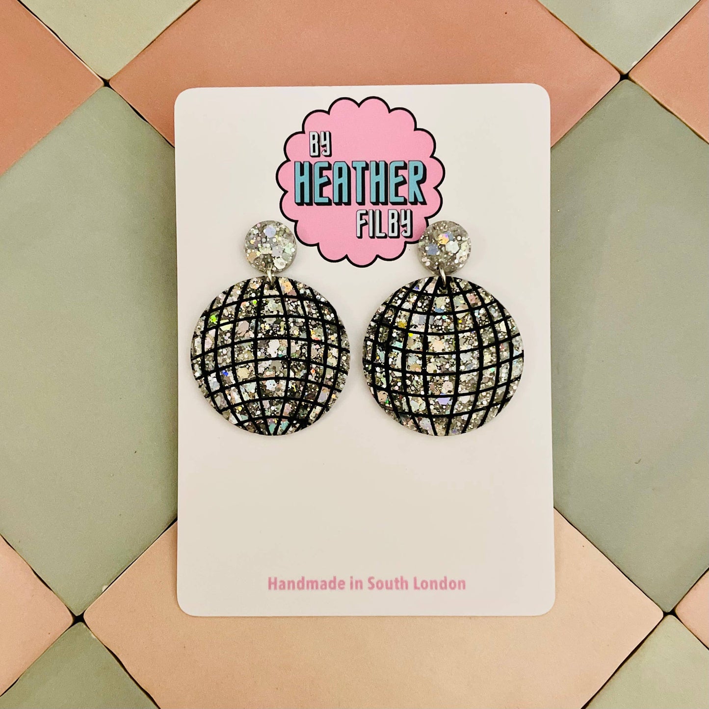 By Heather Filby | Glitzy Glitter Earrings | Disco Ball