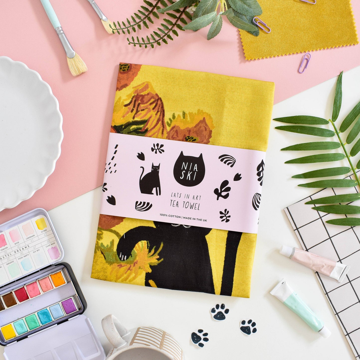 Niaski | Tea Towel | Sunflower Cat