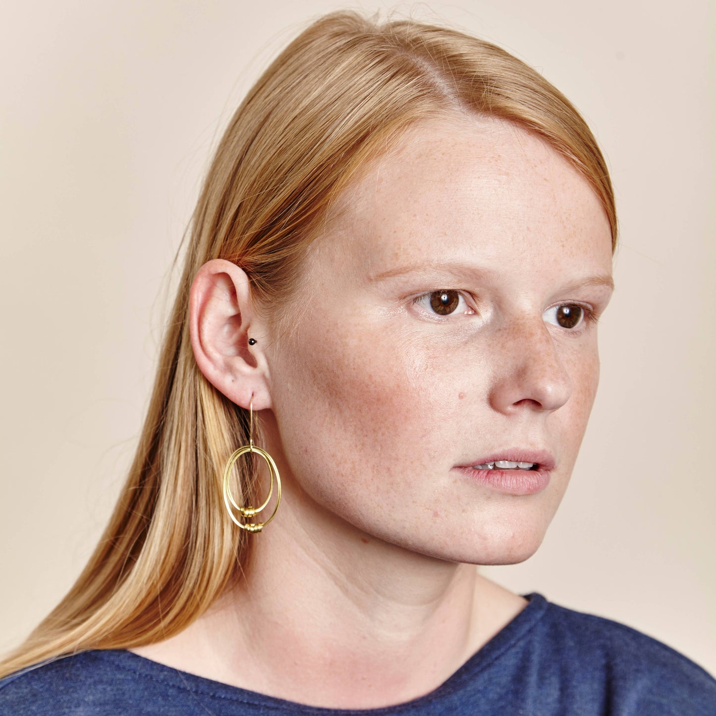 Just Trade | Brass Sophie Ribbon Double Oval Earrings