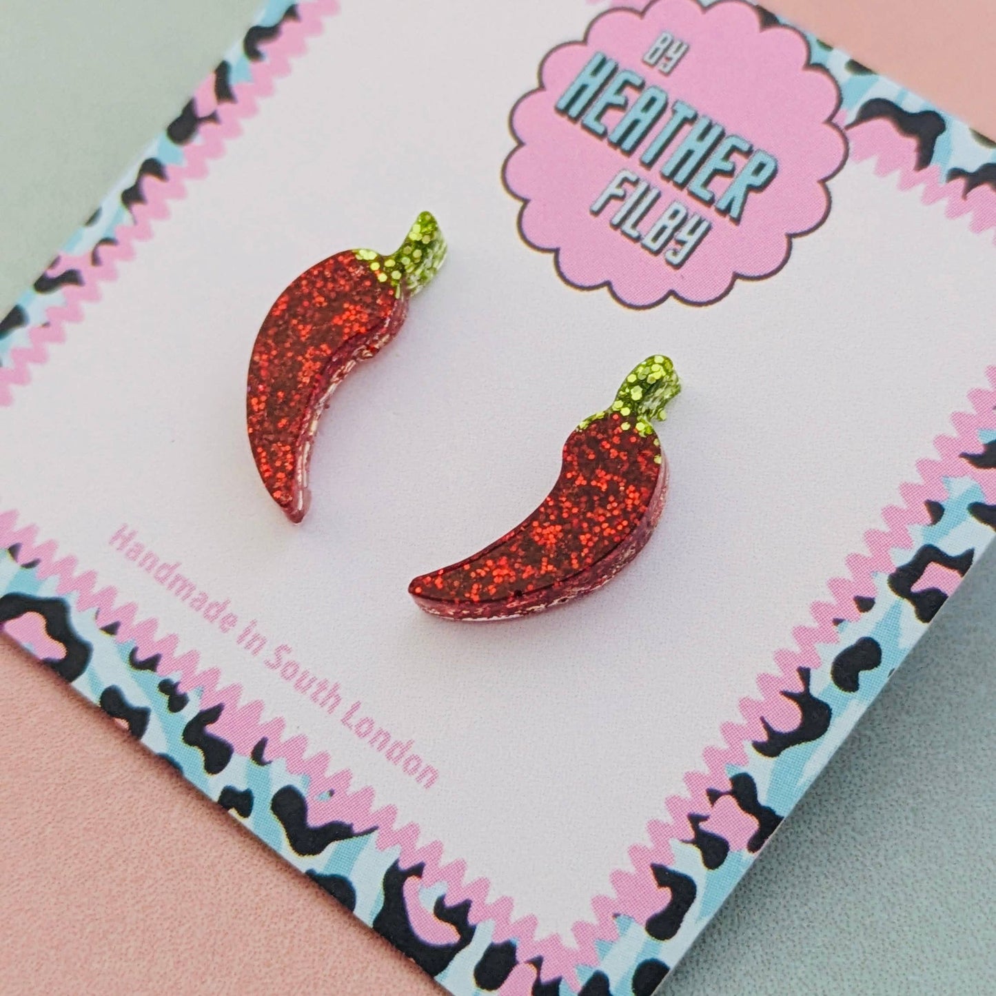 By Heather Filby | Glitter Stud Earrings | Chilli Pepper