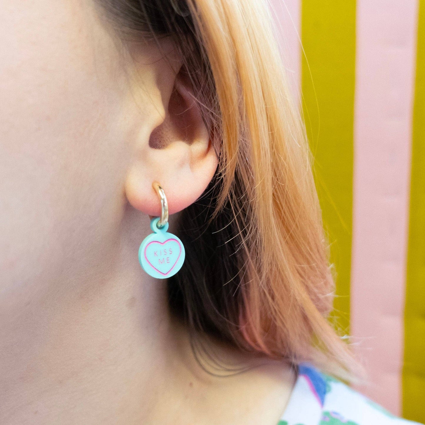 Silly Loaf | Love Heart Huggies Earrings | Kiss Me