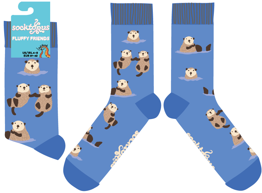 Socktopus | Fluffy Otter | Blue | S UK 4-8