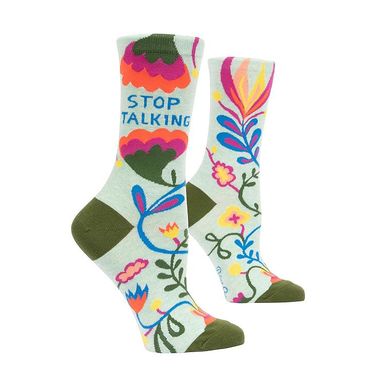 Blue Q | Women's Crew Socks | Stop Talking