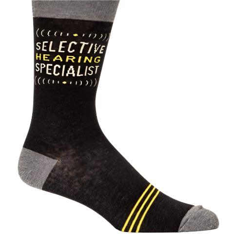 Blue Q | Mens Crew Socks | Selective Hearing Specialist