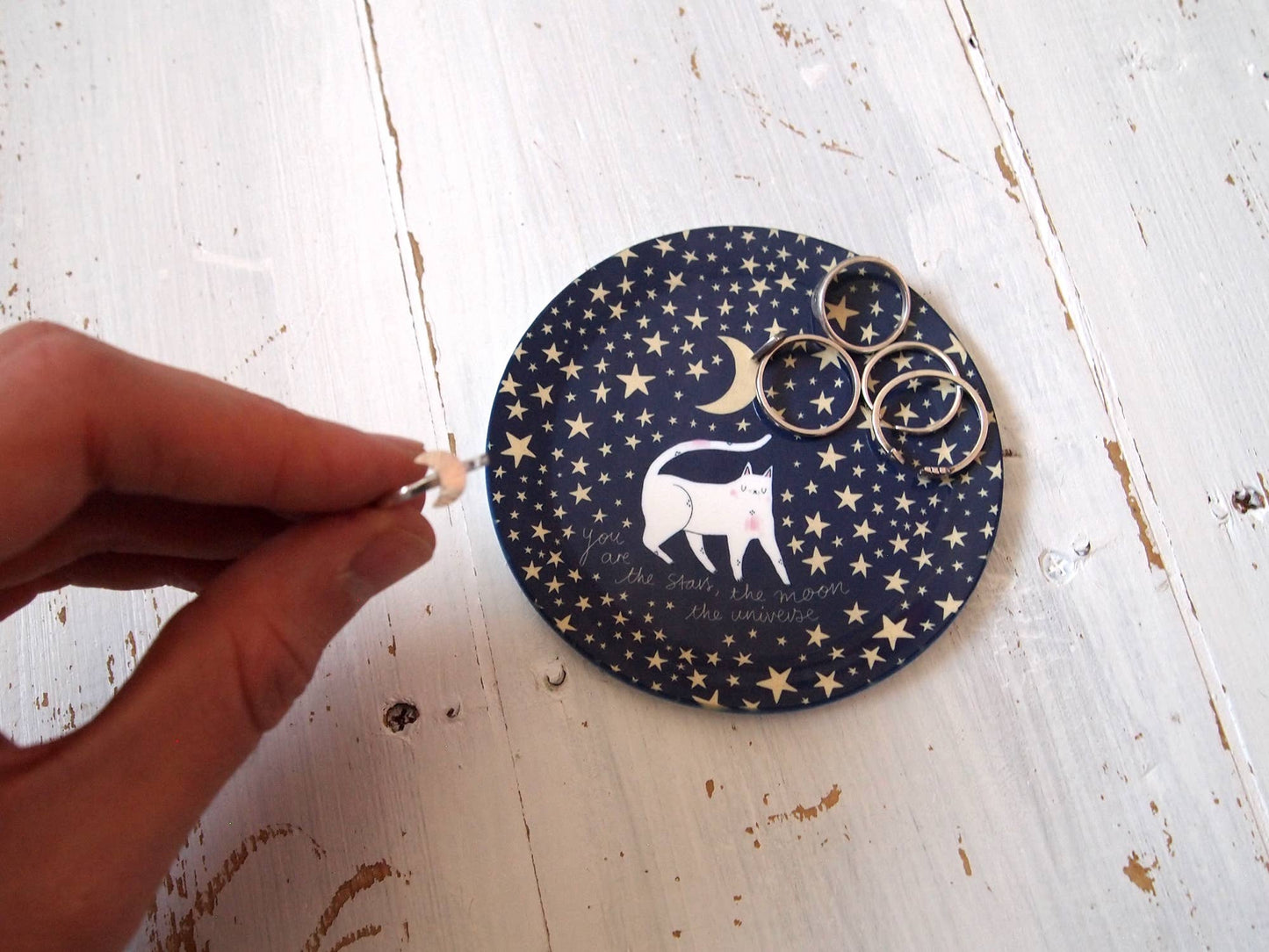 I Like Cats | Trinket Dish | Cat moon & stars