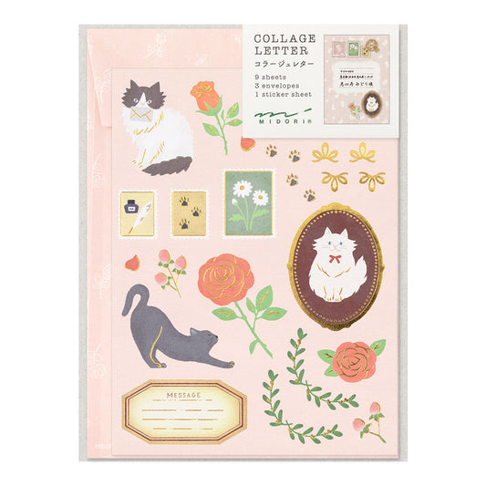 Midori | Collage Letter Set | Cats & Flowers